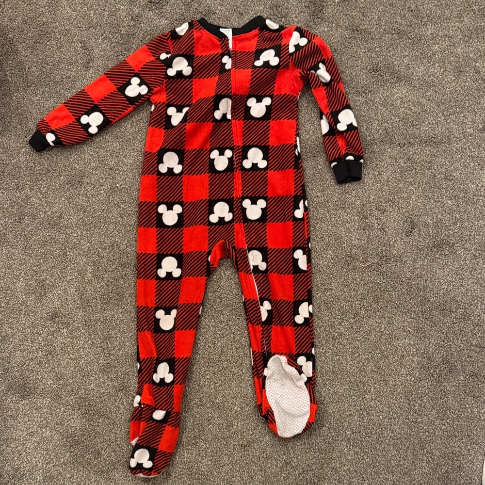 Disney Red and Black Plaid Kids Footie